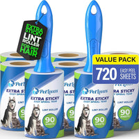 Extra Sticky Lint Roller Mega Value Set - 720 Sheets (8 Pack)