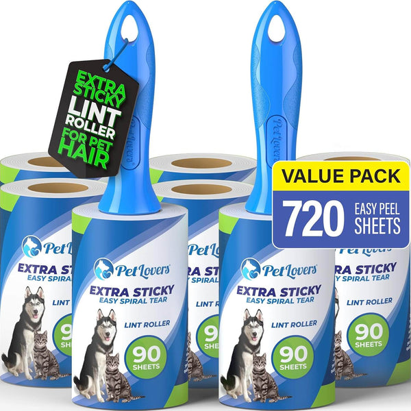 Extra Sticky Lint Roller Mega Value Set - 720 Sheets (8 Pack)