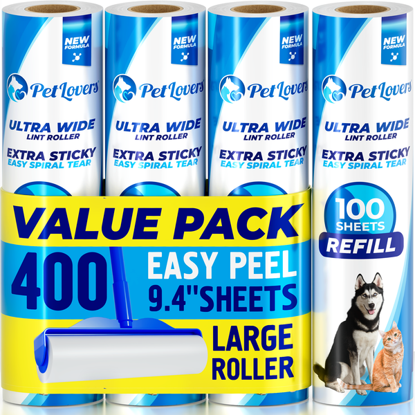 Floor Lint Roller Refills - 400 Sheets (4 Pack)